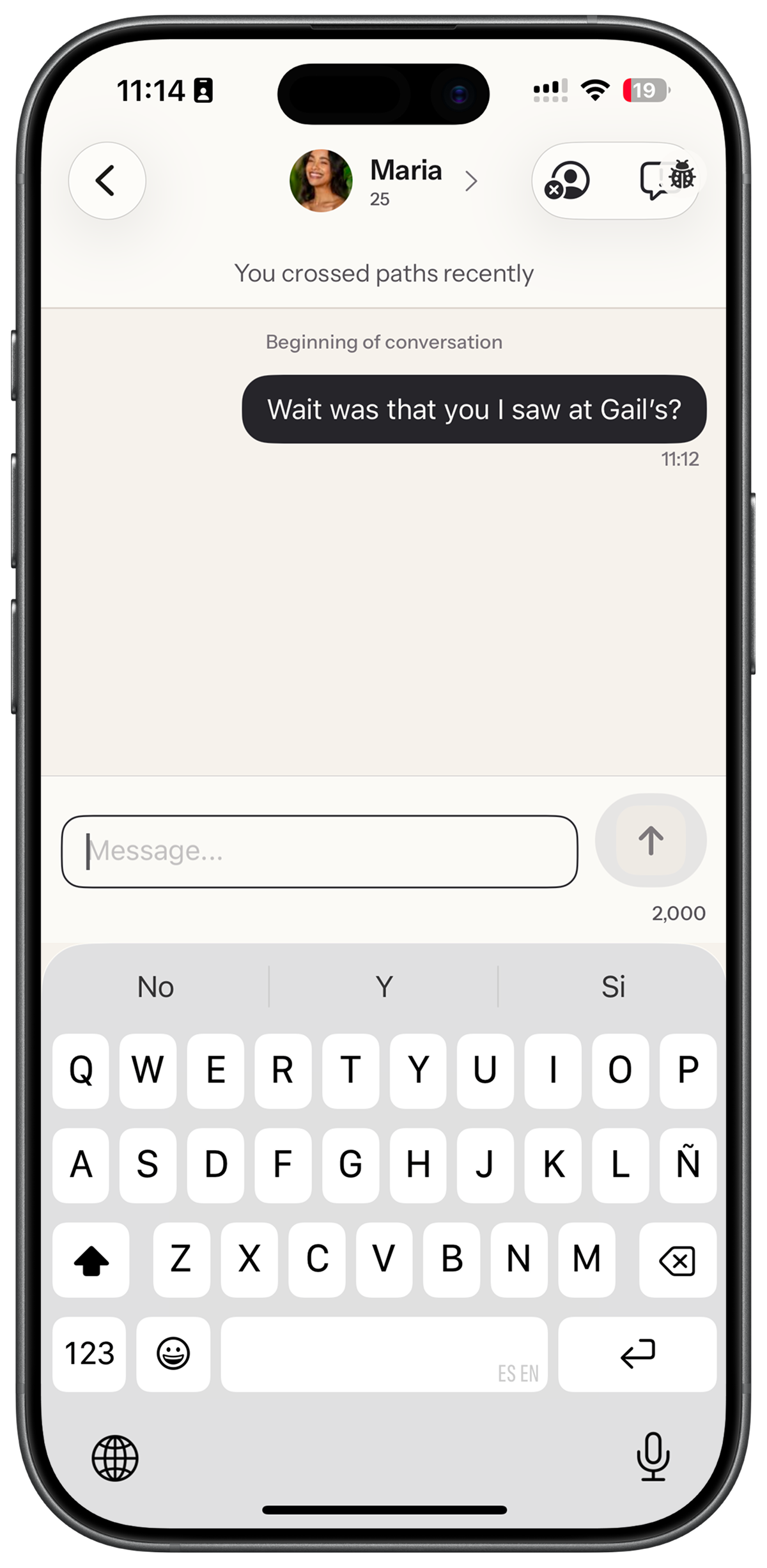 Rome conversation screen after a mutual connection.